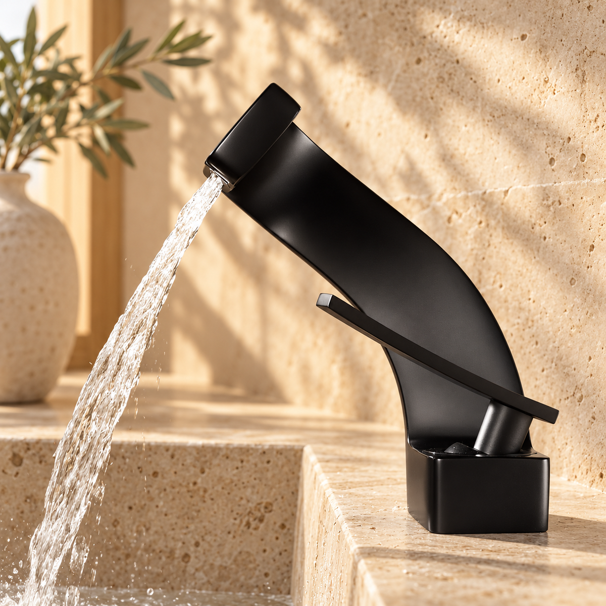 Stromboli Bathroom Sink Faucet Solid Brass Waterfall