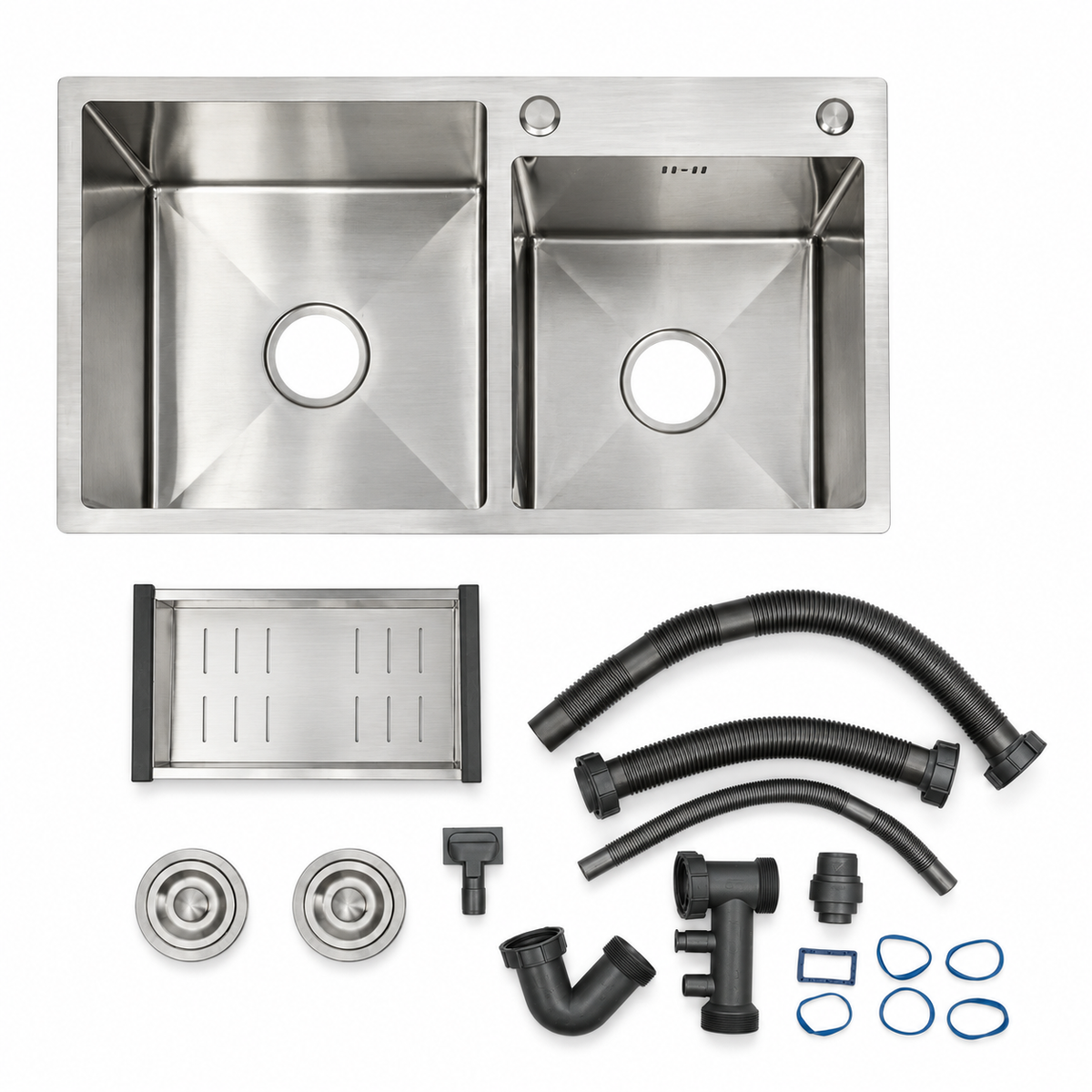 Pantelleria Double Bowl Kitchen Sink Stainless Steel Workstation
