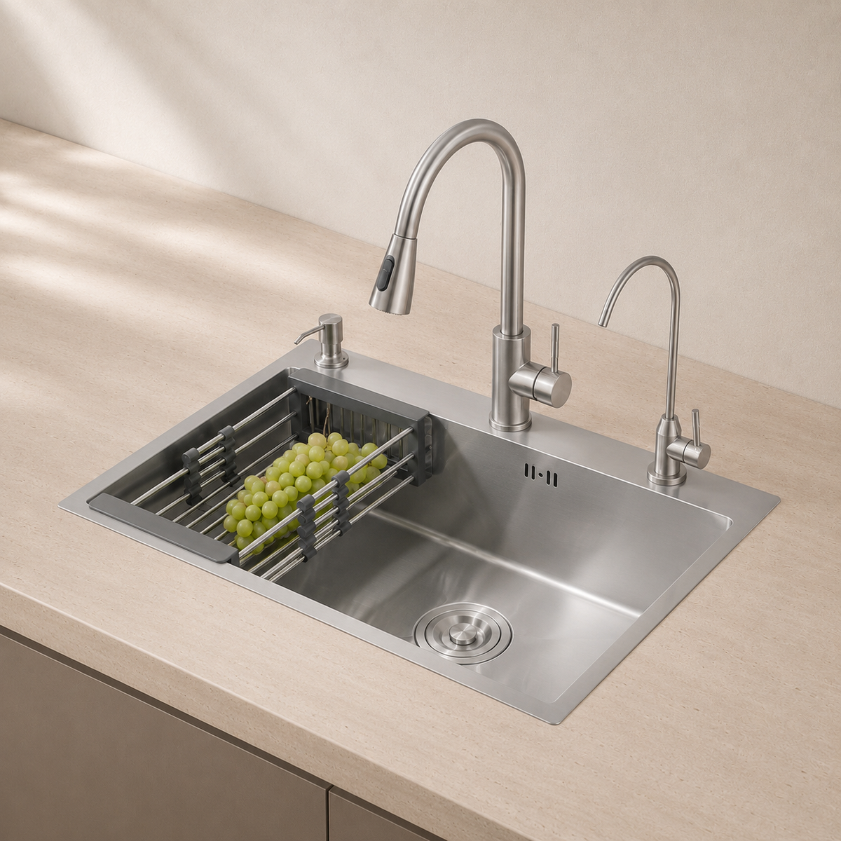 Vulcano Kitchen Sink Stainless Steel Workstation with Faucet