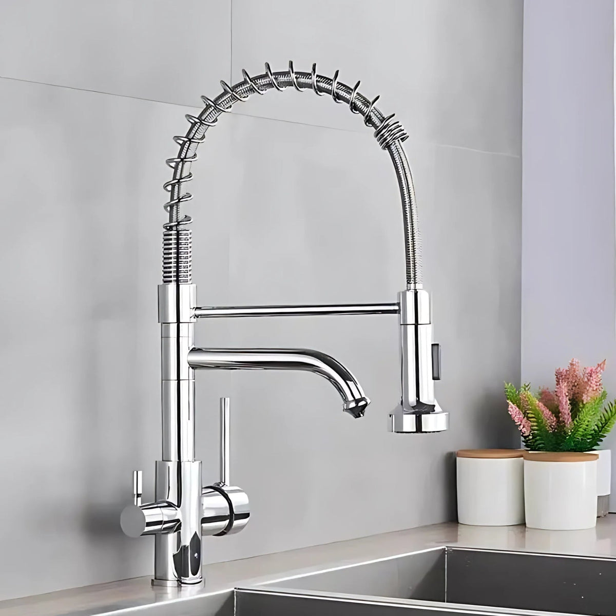 Verona 3-Way Kitchen Faucet Solid Brass with Pull-Out Sprayer