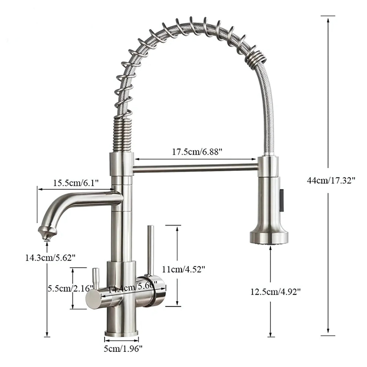 Verona 3-Way Kitchen Faucet Solid Brass with Pull-Out Sprayer