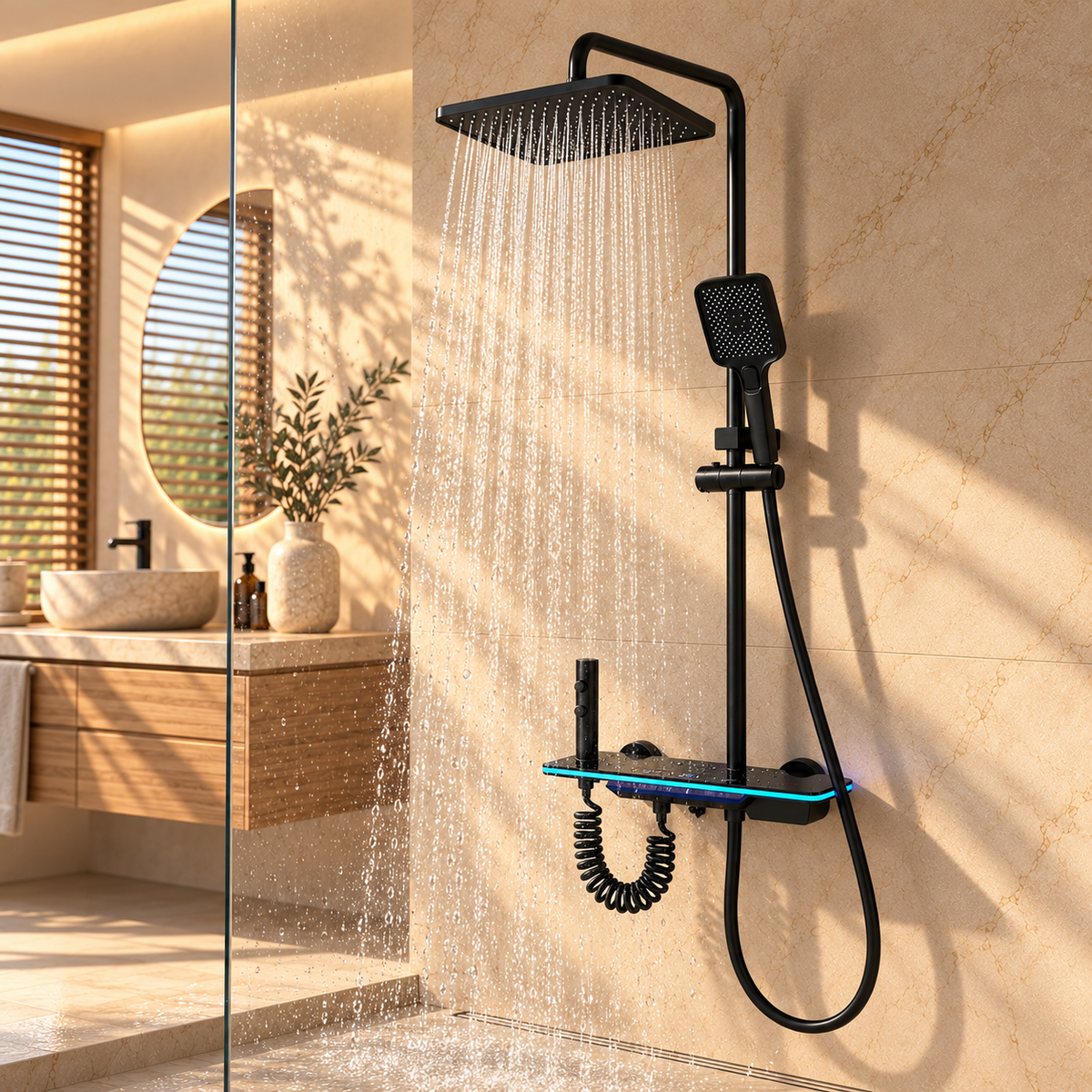 Sicilia Shower Column System Solid Brass Rainfall