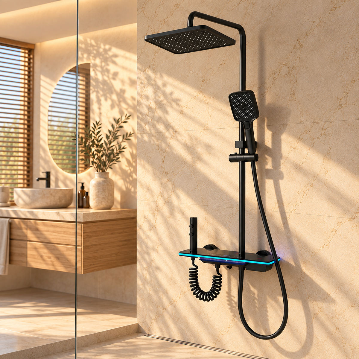 Sicilia Shower Column System Solid Brass Rainfall