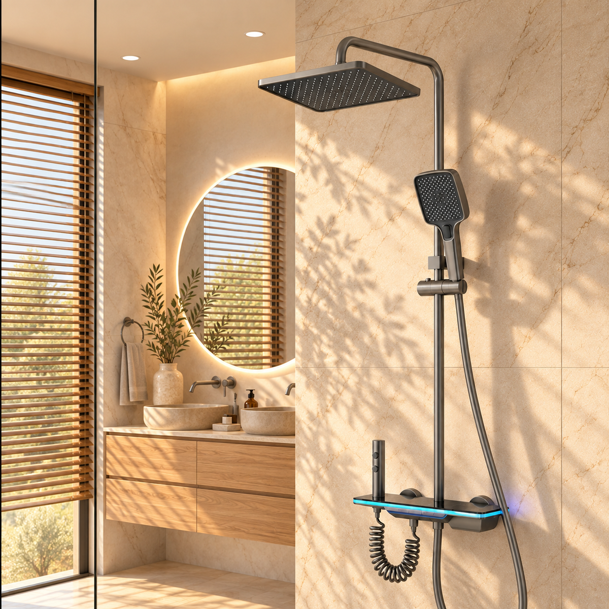 Sicilia Shower Column System Solid Brass Rainfall
