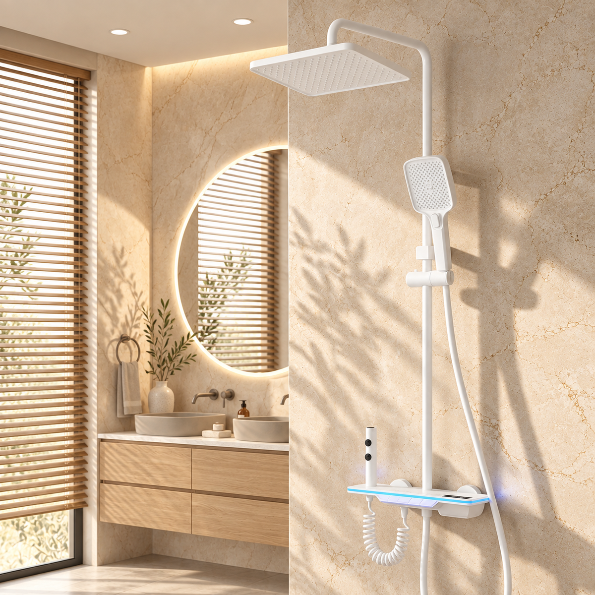 Sicilia Shower Column System Solid Brass Rainfall