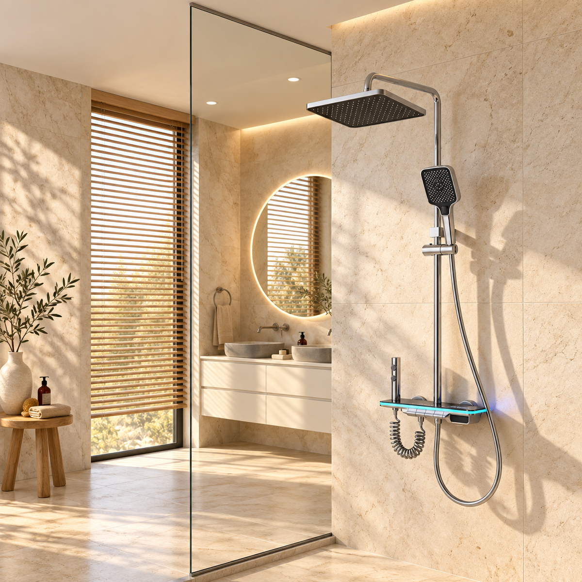 Sicilia Shower Column System Solid Brass Rainfall
