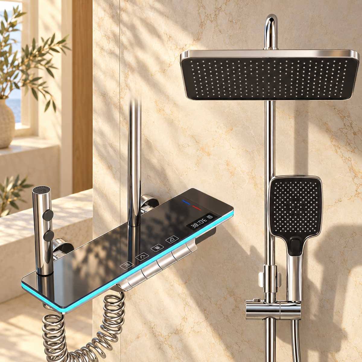 Sicilia Shower Column System Solid Brass Rainfall