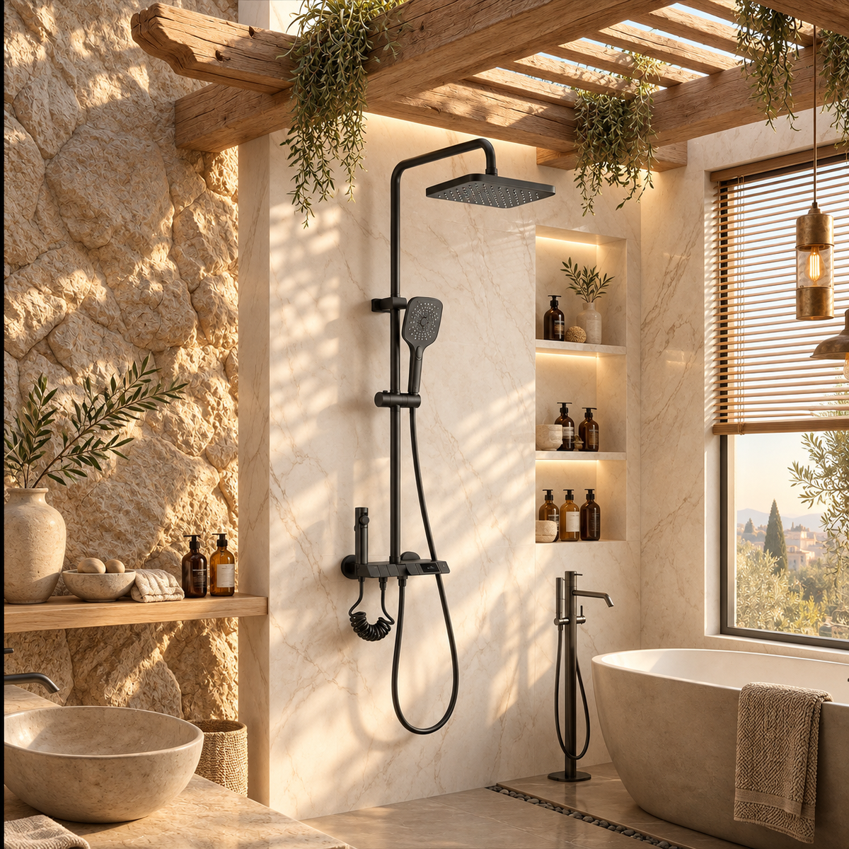 Pordenone Shower Column Solid Brass Thermostatic