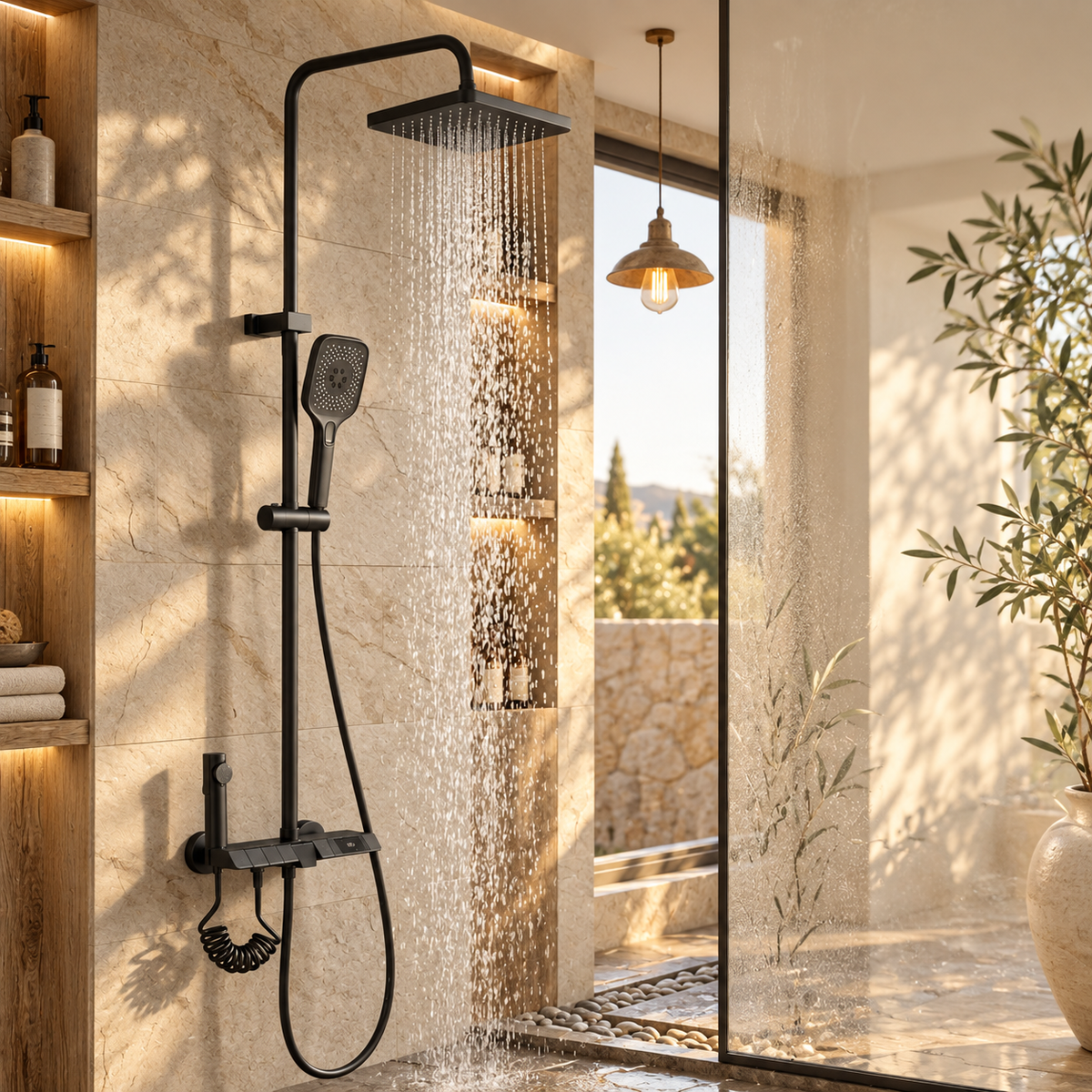 Pordenone Shower Column Solid Brass Thermostatic