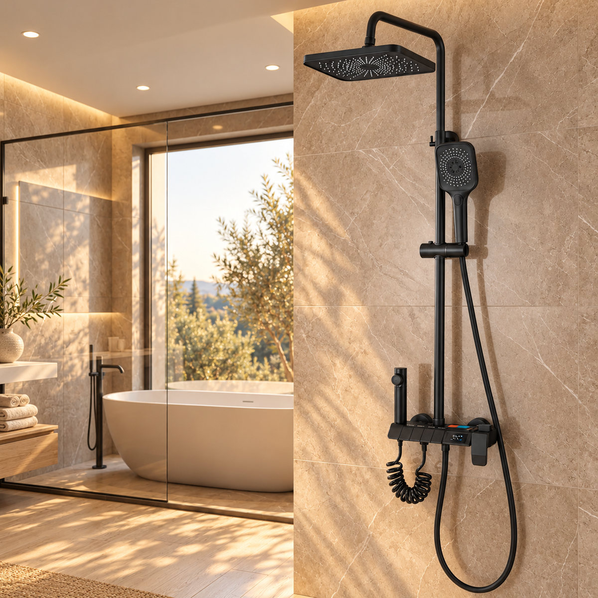 Pordenone Shower Column Solid Brass Thermostatic