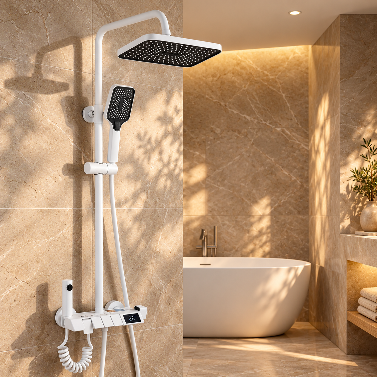 Pordenone Shower Column Solid Brass Thermostatic