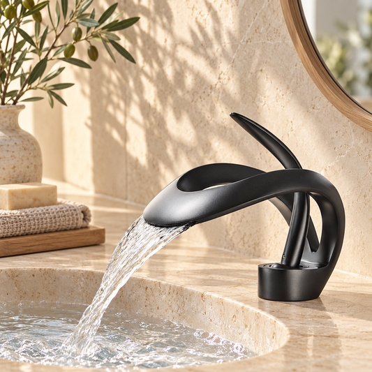 Spoleto Bathroom Sink Faucet Solid Brass Waterfall
