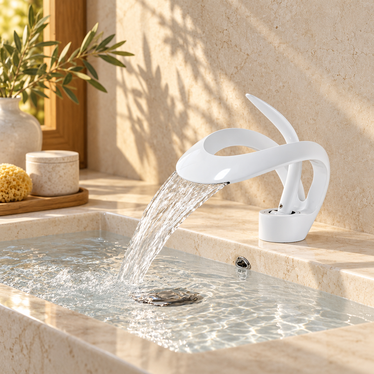 Spoleto Bathroom Sink Faucet Solid Brass Waterfall