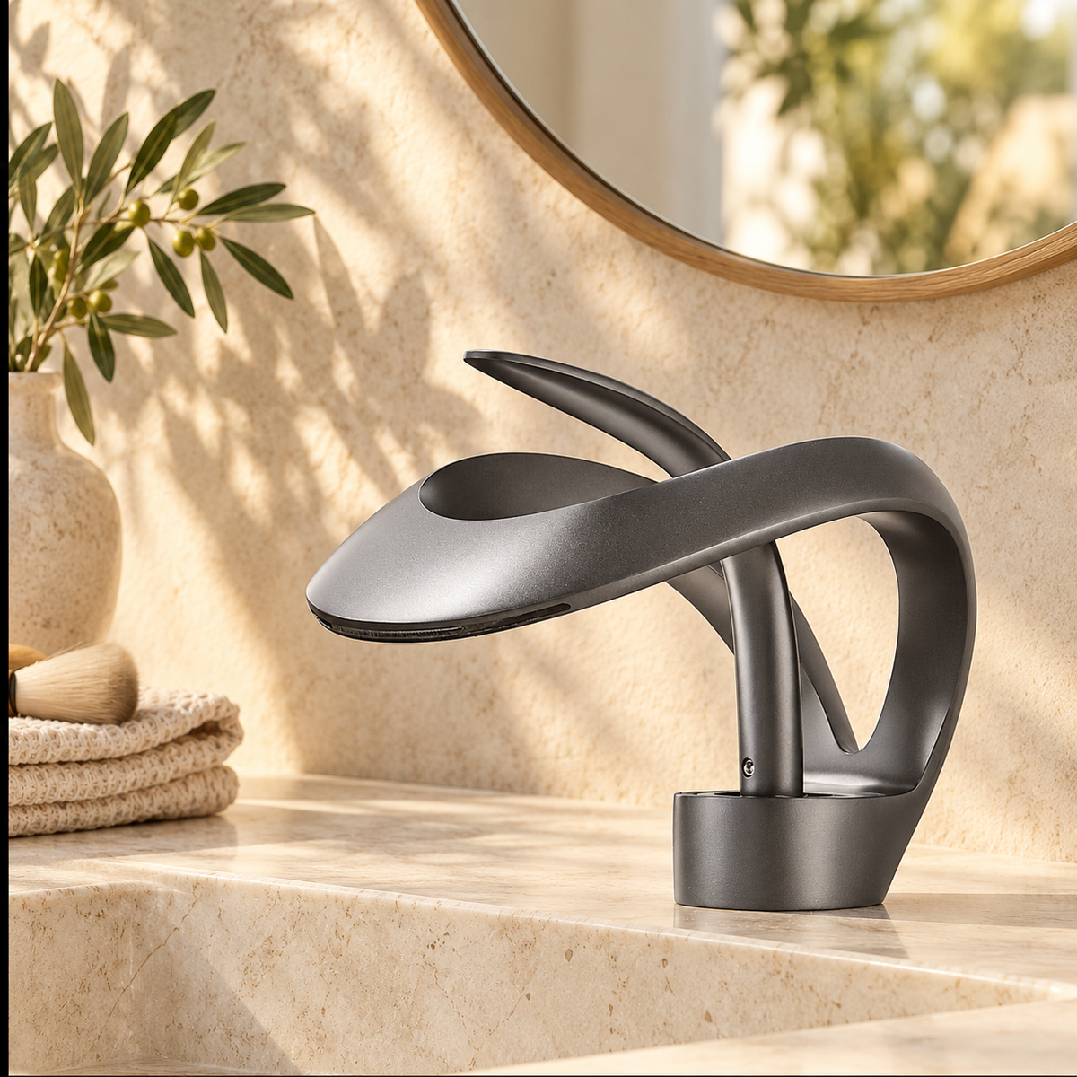 Spoleto Bathroom Sink Faucet Solid Brass Waterfall