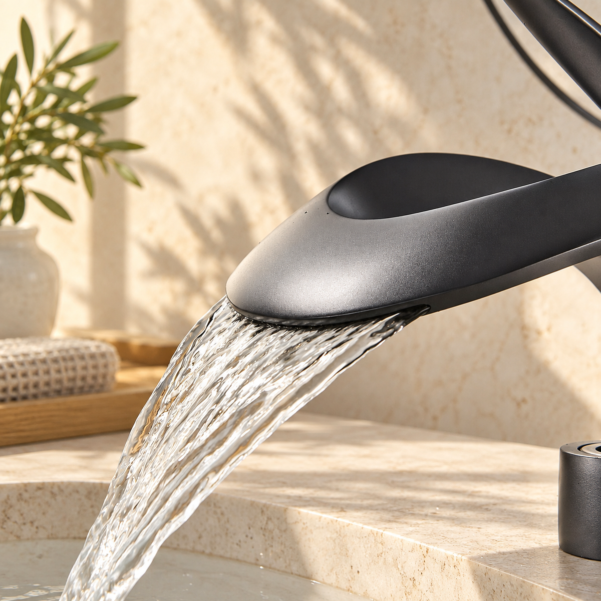 Spoleto Bathroom Sink Faucet Solid Brass Waterfall
