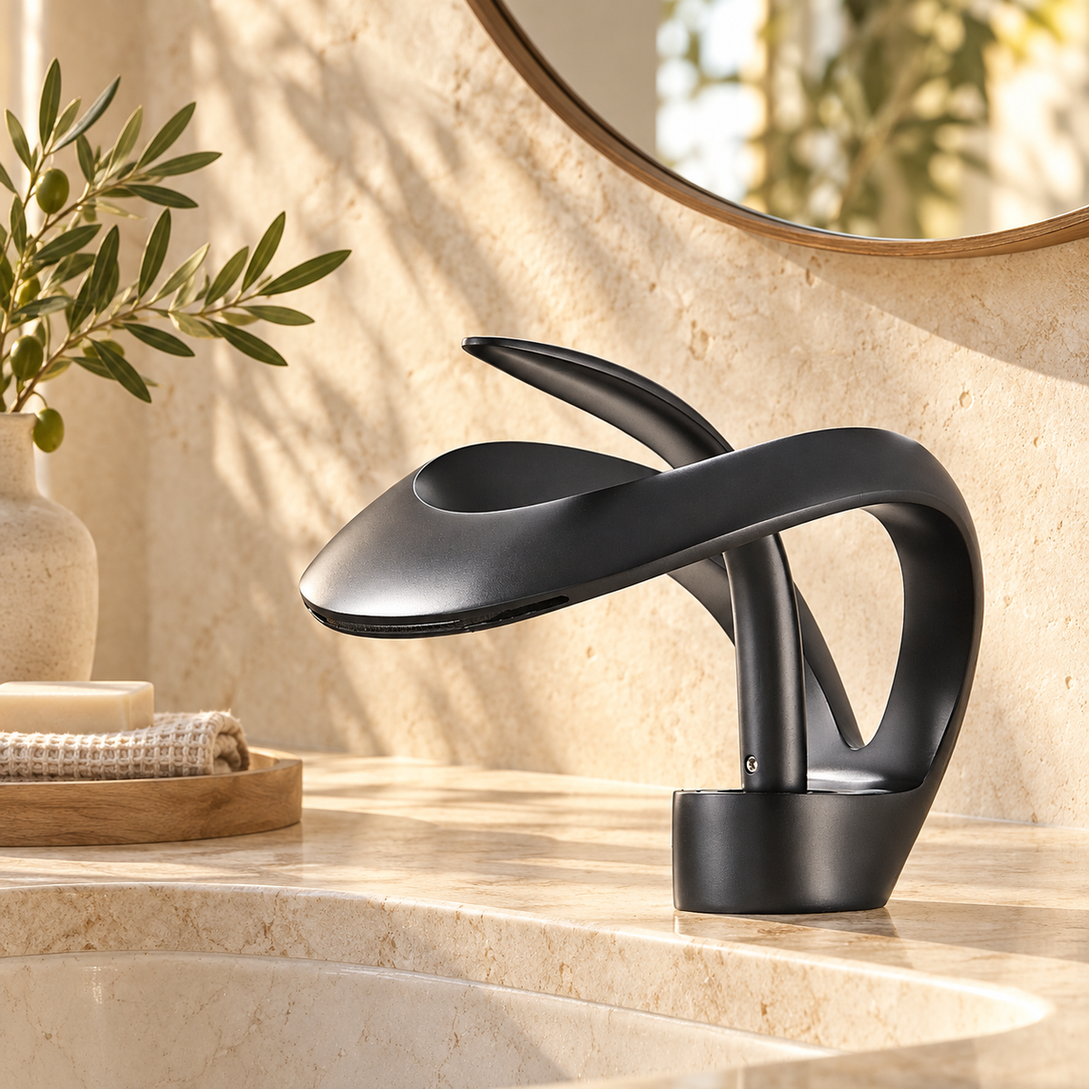 Spoleto Bathroom Sink Faucet Solid Brass Waterfall