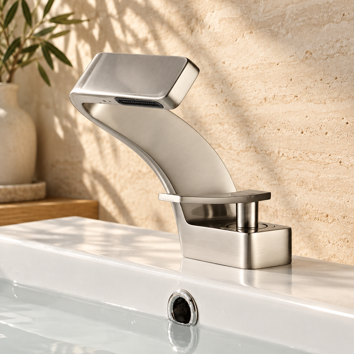 Stromboli Bathroom Sink Faucet Solid Brass Waterfall