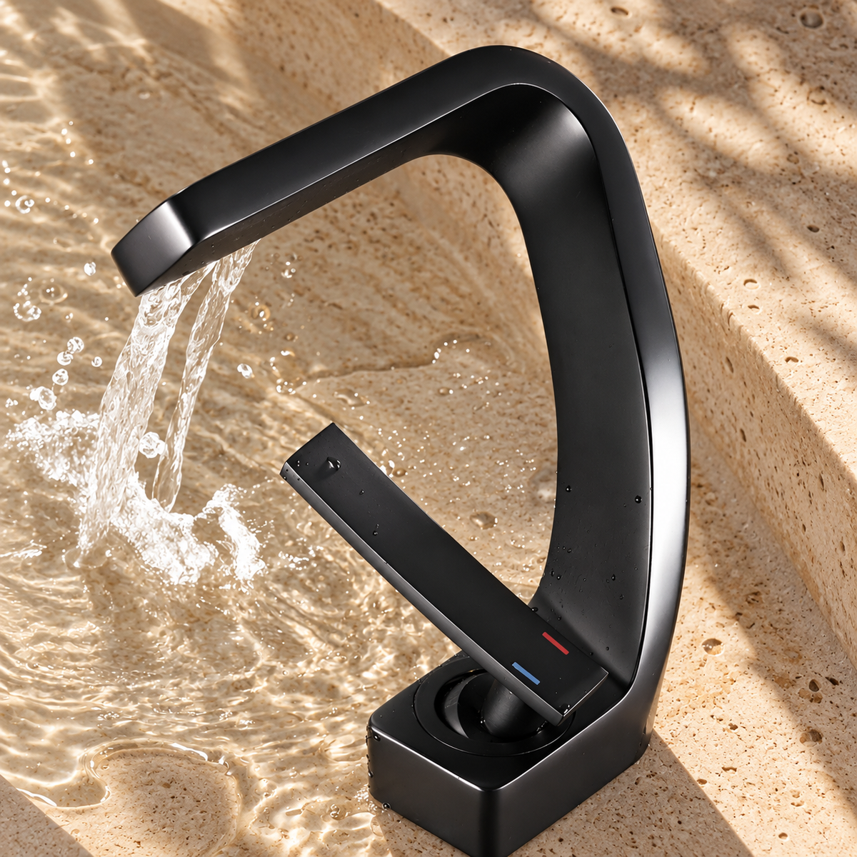 Stromboli Bathroom Sink Faucet Solid Brass Waterfall