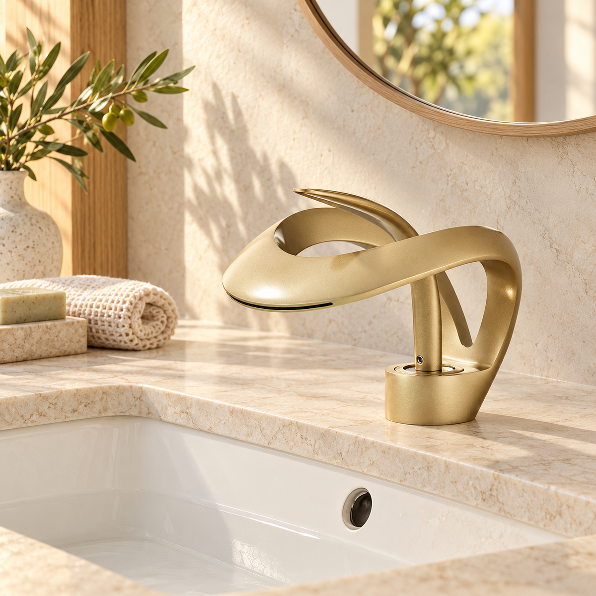 Spoleto Bathroom Sink Faucet Solid Brass Waterfall