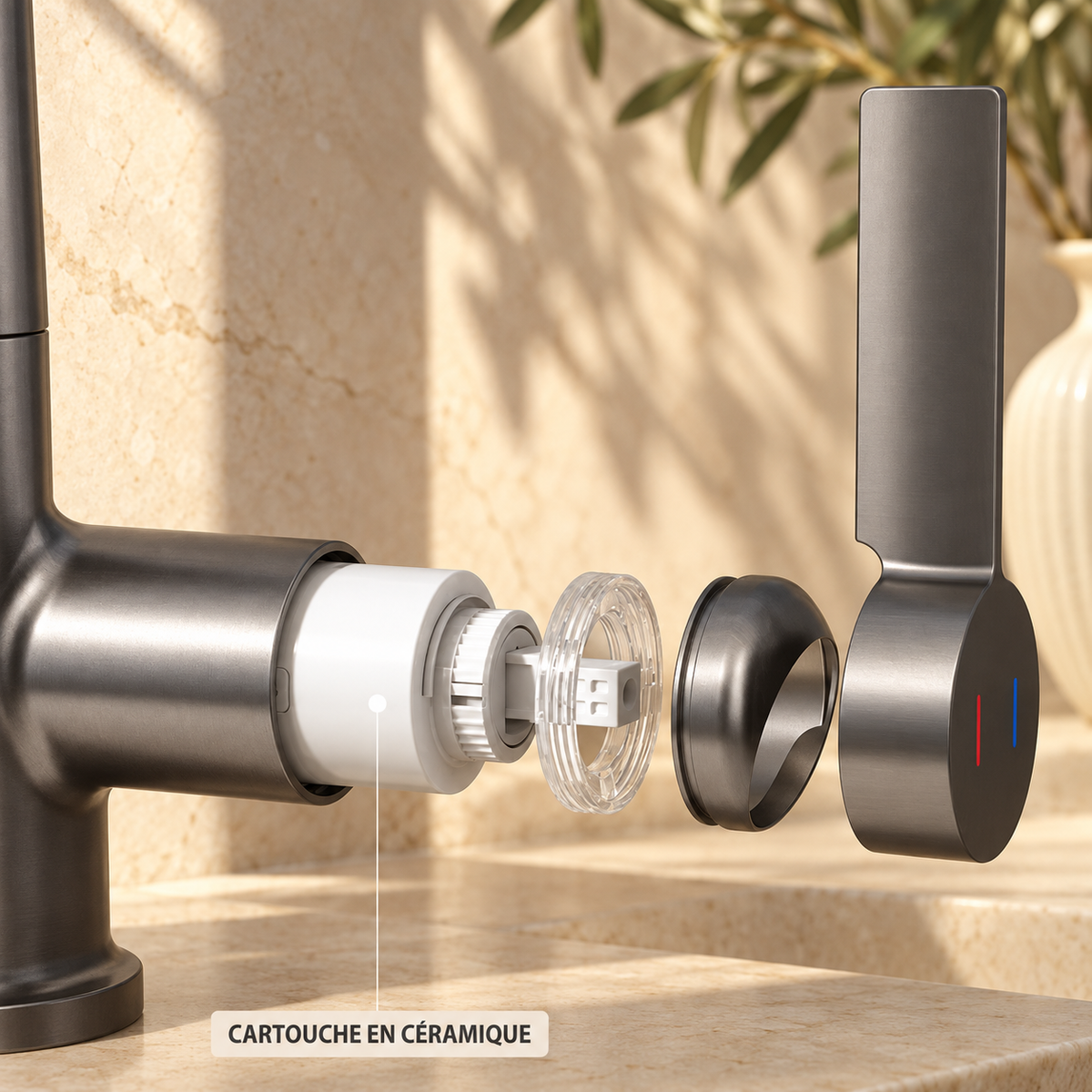 Lucca Waterfall Bathroom Sink Faucet with Temperature Display