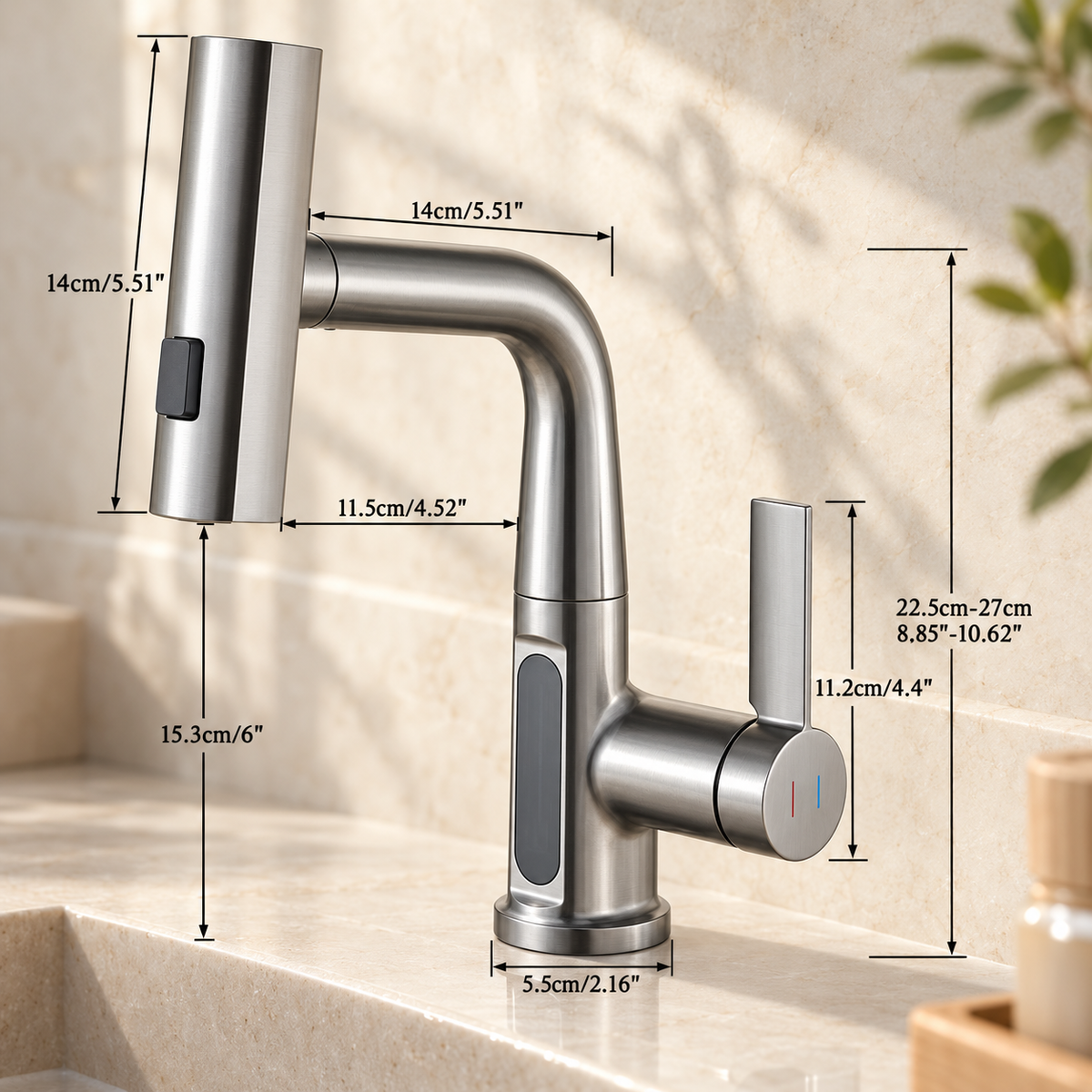 Lucca Waterfall Bathroom Sink Faucet with Temperature Display
