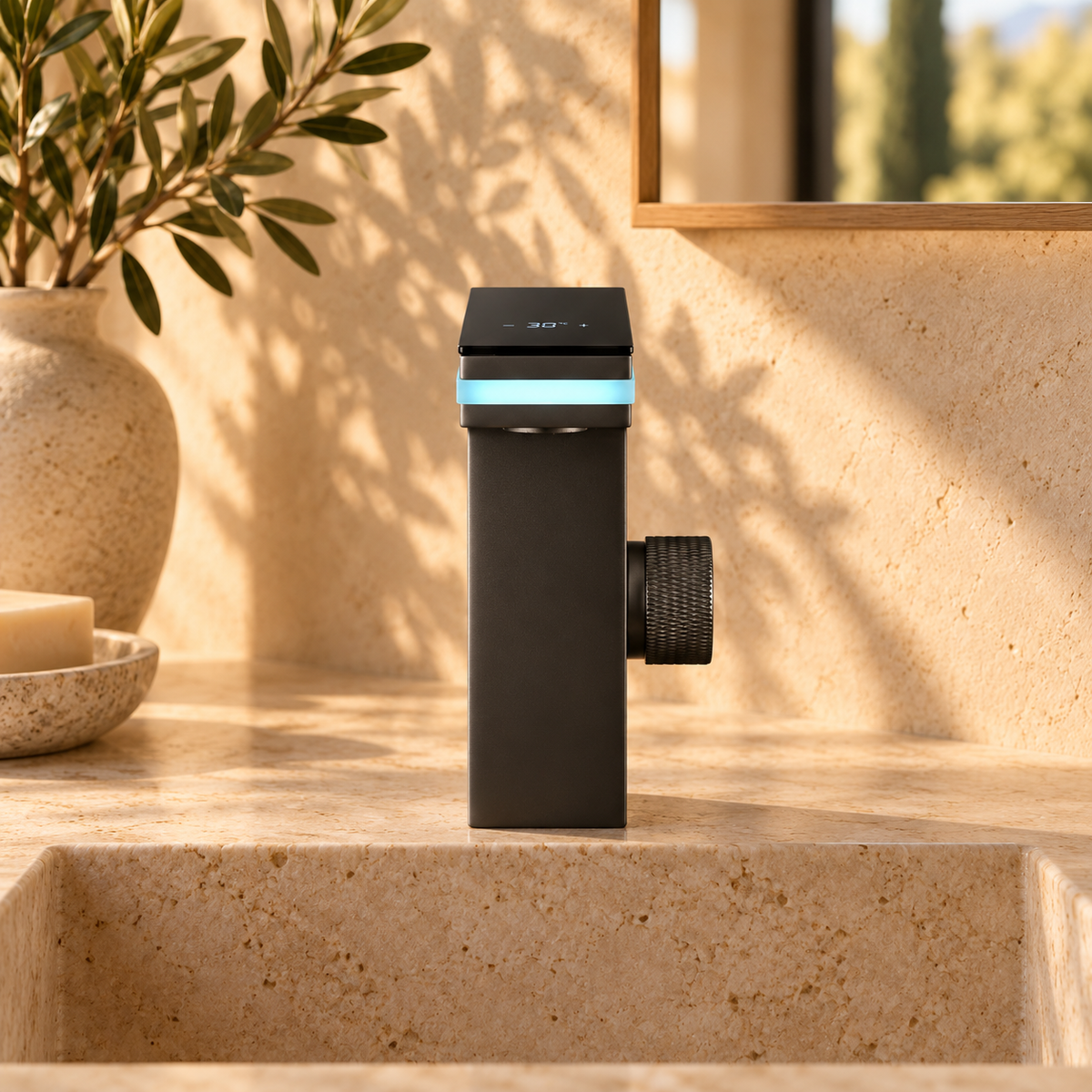 Modena Bathroom Sink Faucet with Temperature Display