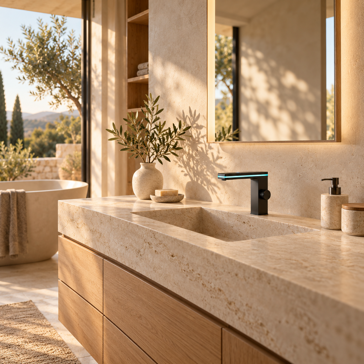 Modena Bathroom Sink Faucet with Temperature Display
