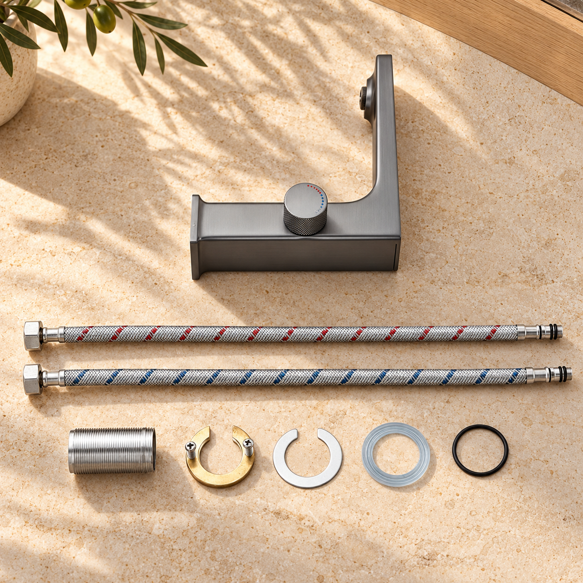 Modena Bathroom Sink Faucet with Temperature Display