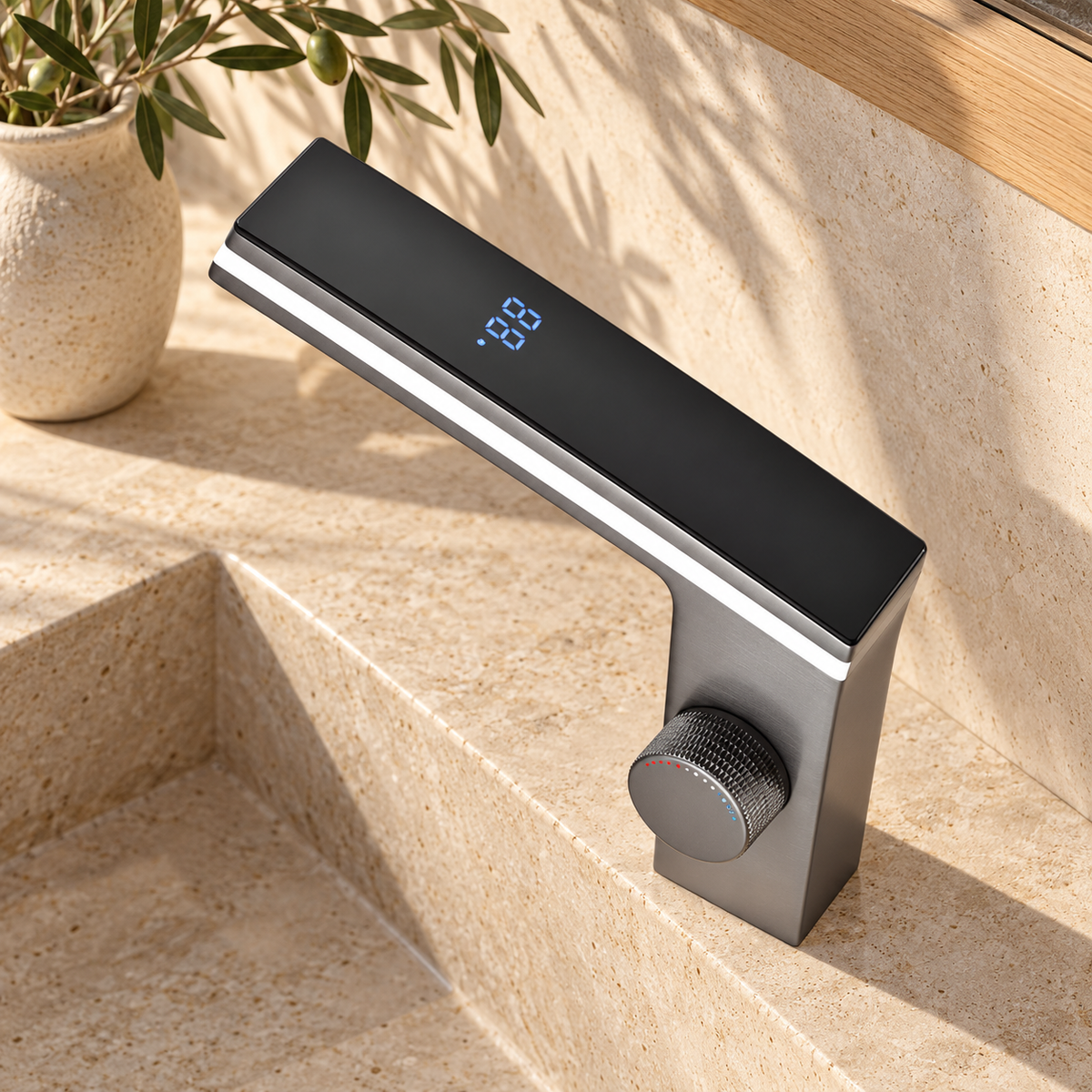 Modena Bathroom Sink Faucet with Temperature Display