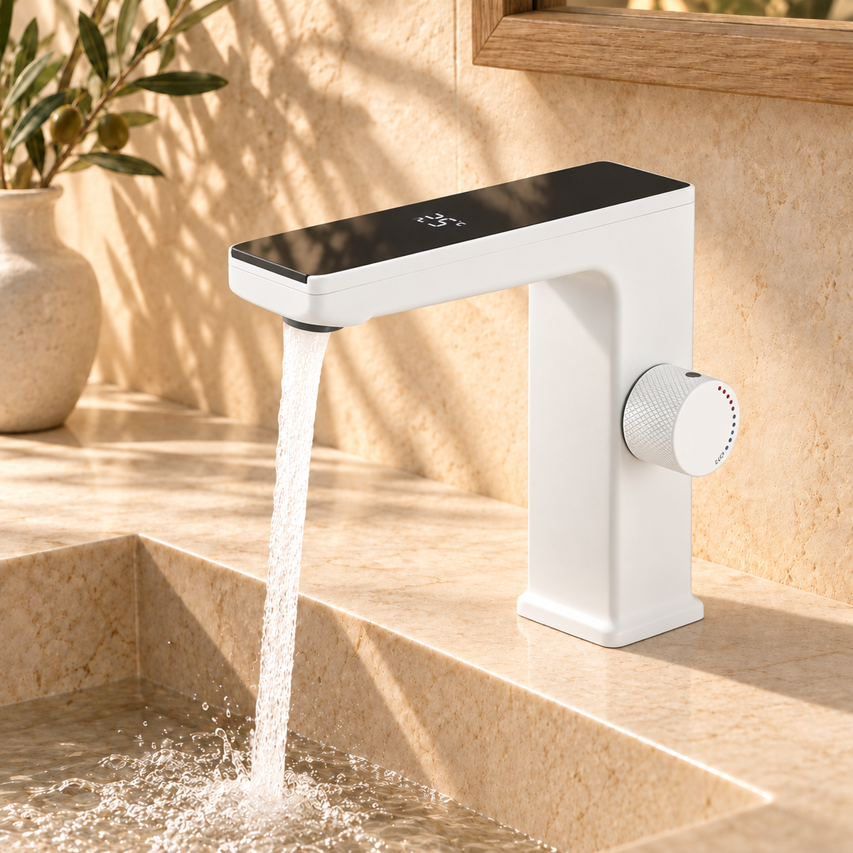 Modena Bathroom Sink Faucet with Temperature Display