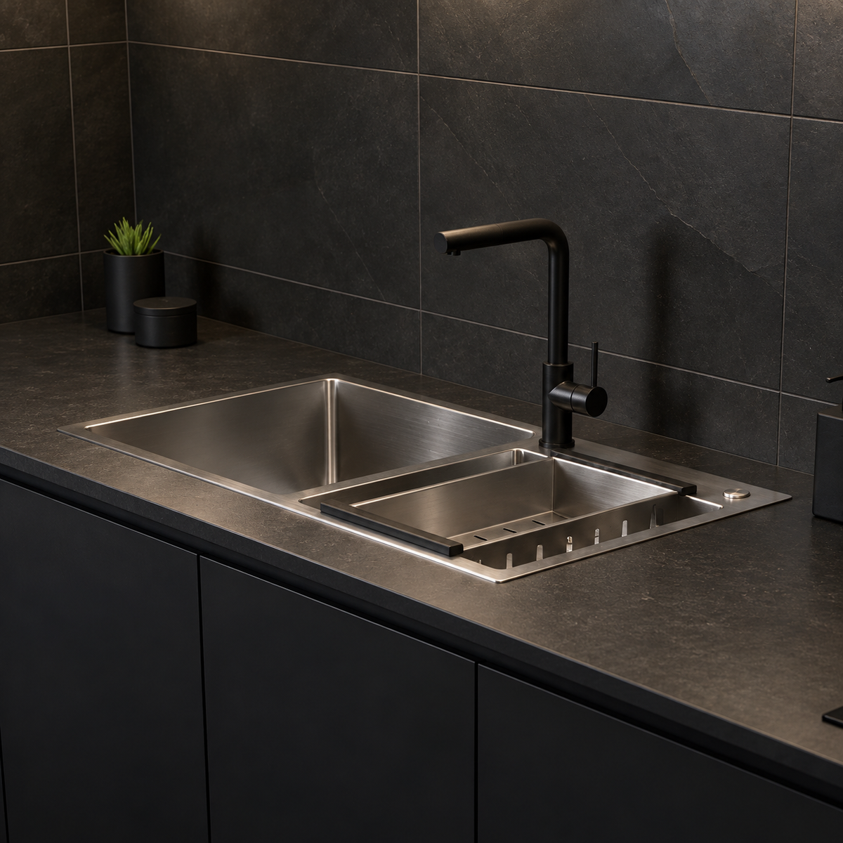 Pantelleria Double Bowl Kitchen Sink Stainless Steel Workstation