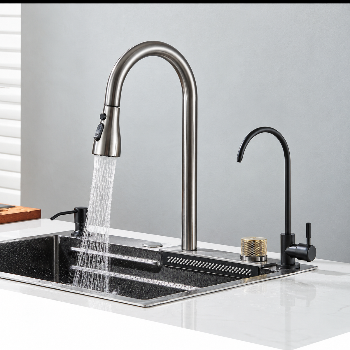 Lipari Kitchen Sink Stainless Steel Workstation Waterfall