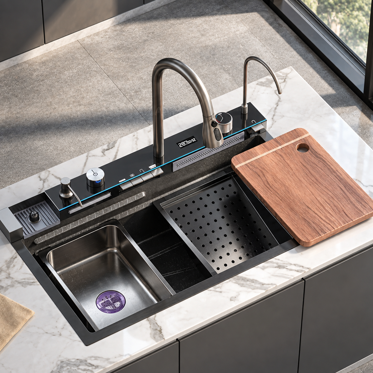 Ferrara Kitchen Sink Stainless Steel Workstation Waterfall