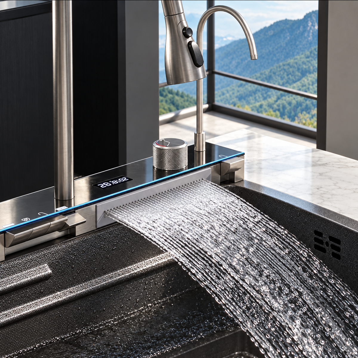 Ferrara Kitchen Sink Stainless Steel Workstation Waterfall