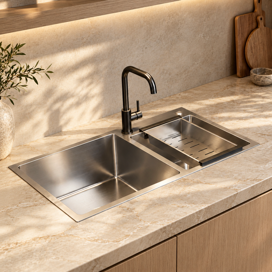 Pantelleria Double Bowl Kitchen Sink Stainless Steel Workstation
