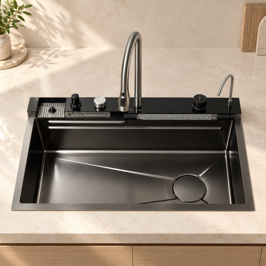Giglio Kitchen Sink Stainless Steel Workstation Waterfall