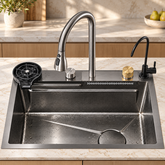Lipari Kitchen Sink Stainless Steel Workstation Waterfall