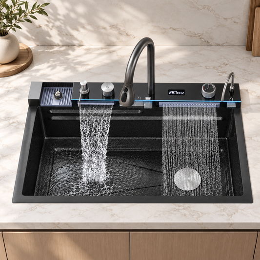 Ferrara Kitchen Sink Stainless Steel Workstation Waterfall