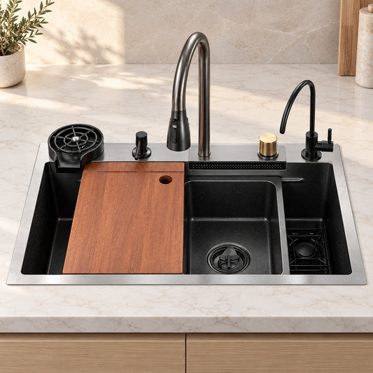 Ravenna Kitchen Sink Solid Brass with Faucet Workstation