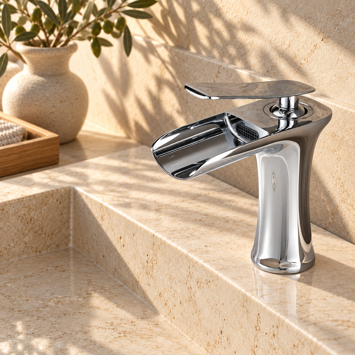 Vicenza Bathroom Sink Faucet Solid Brass Waterfall