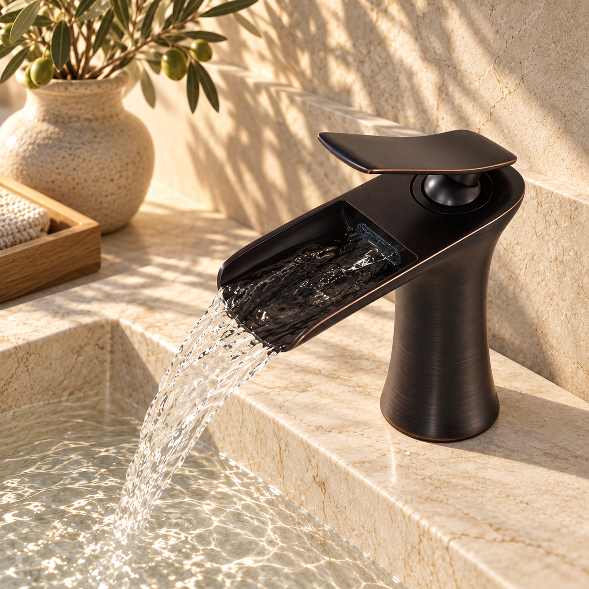 Vicenza Bathroom Sink Faucet Solid Brass Waterfall
