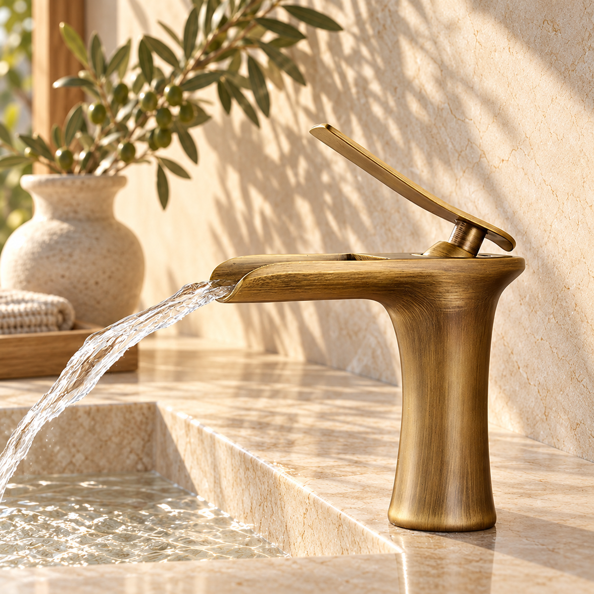 Vicenza Bathroom Sink Faucet Solid Brass Waterfall