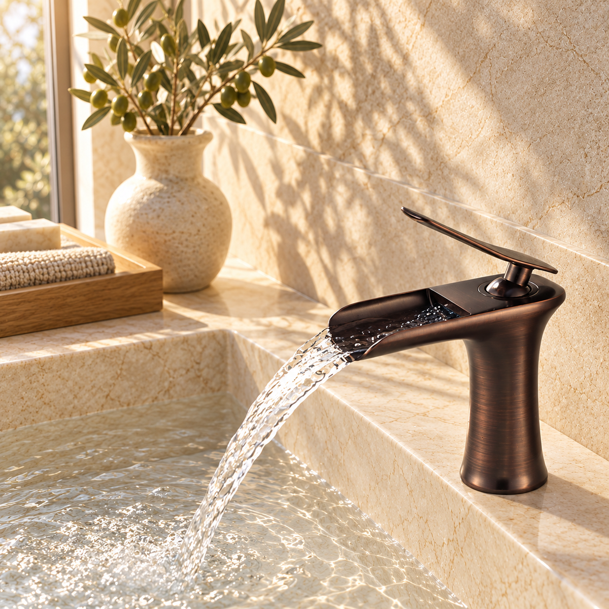 Vicenza Bathroom Sink Faucet Solid Brass Waterfall