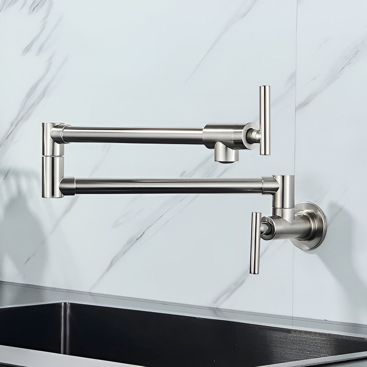Bolzano Wall-Mounted Kitchen Faucet Solid Brass Swivel Spout