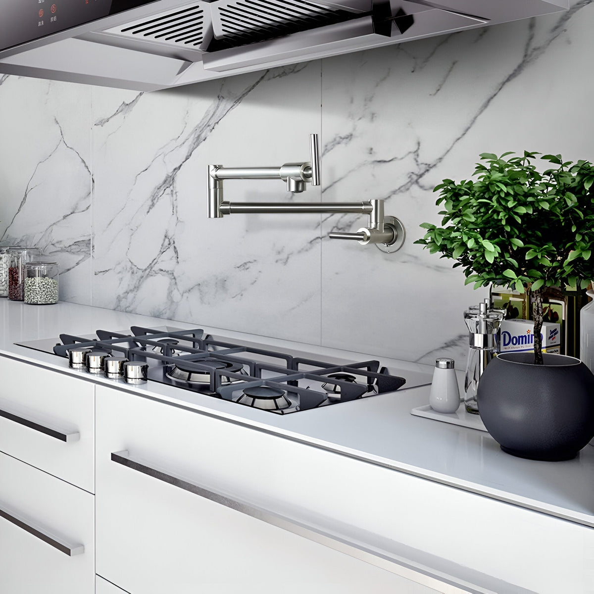 Bolzano Wall-Mounted Kitchen Faucet Solid Brass Swivel Spout