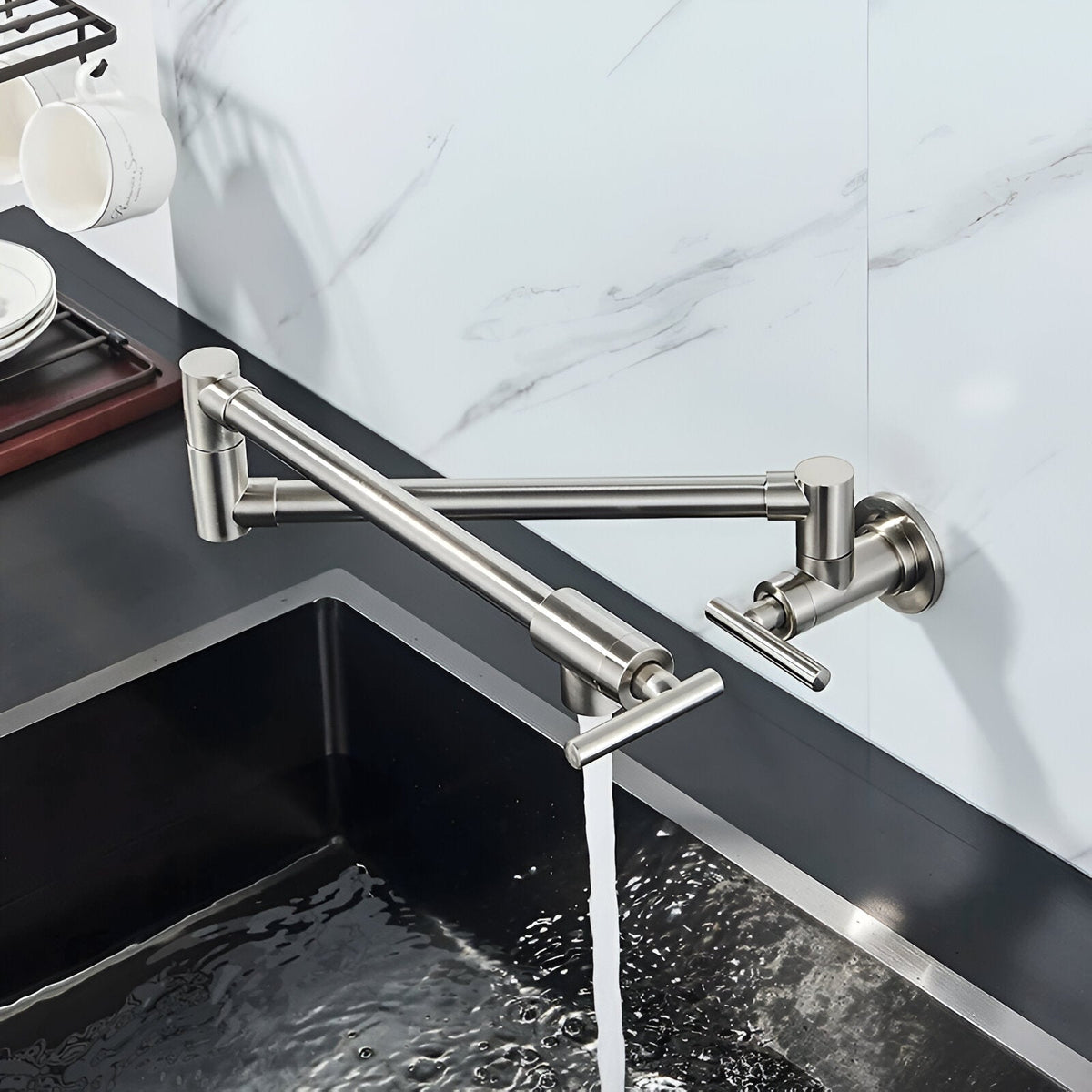 Bolzano Wall-Mounted Kitchen Faucet Solid Brass Swivel Spout