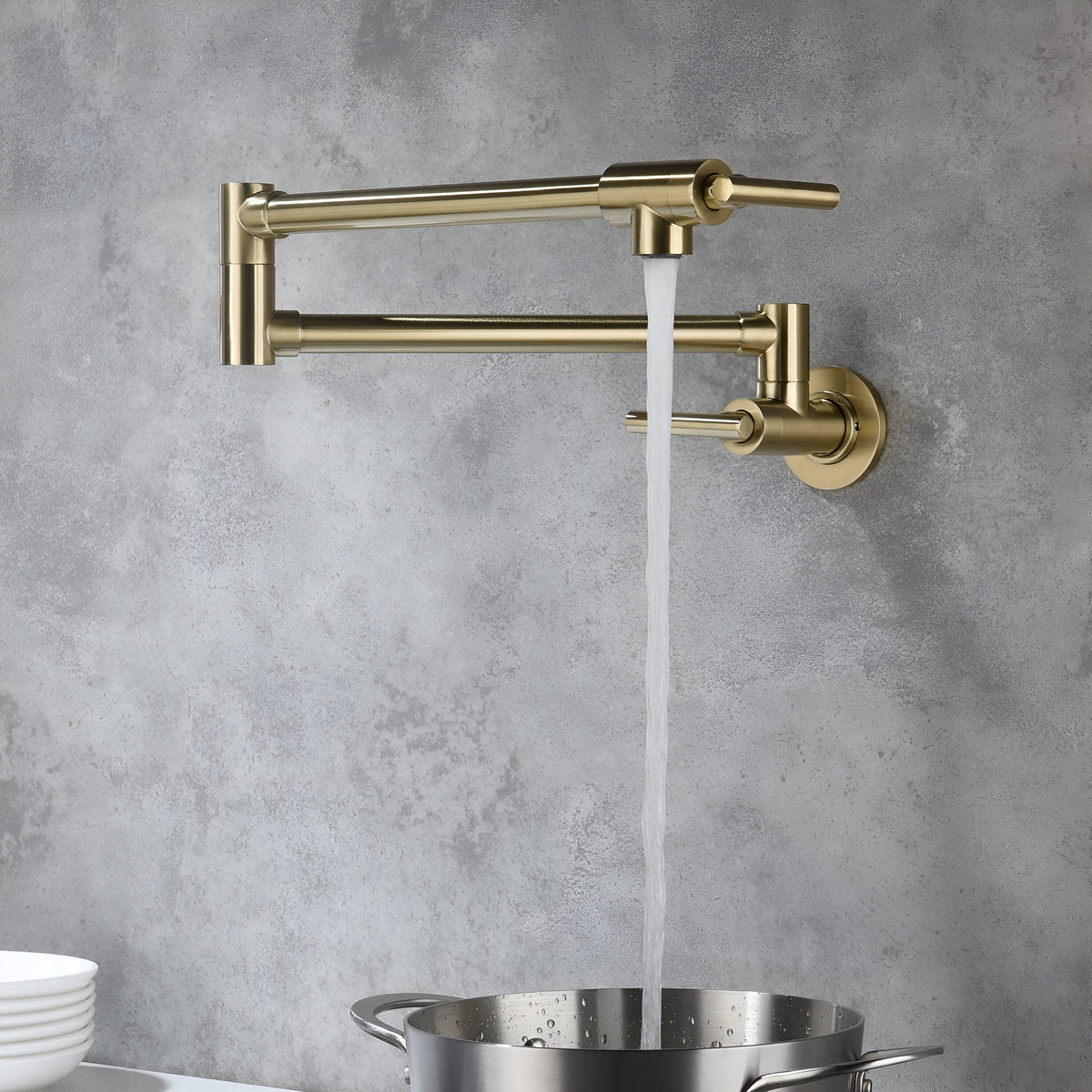 Bolzano Wall-Mounted Kitchen Faucet Solid Brass Swivel Spout
