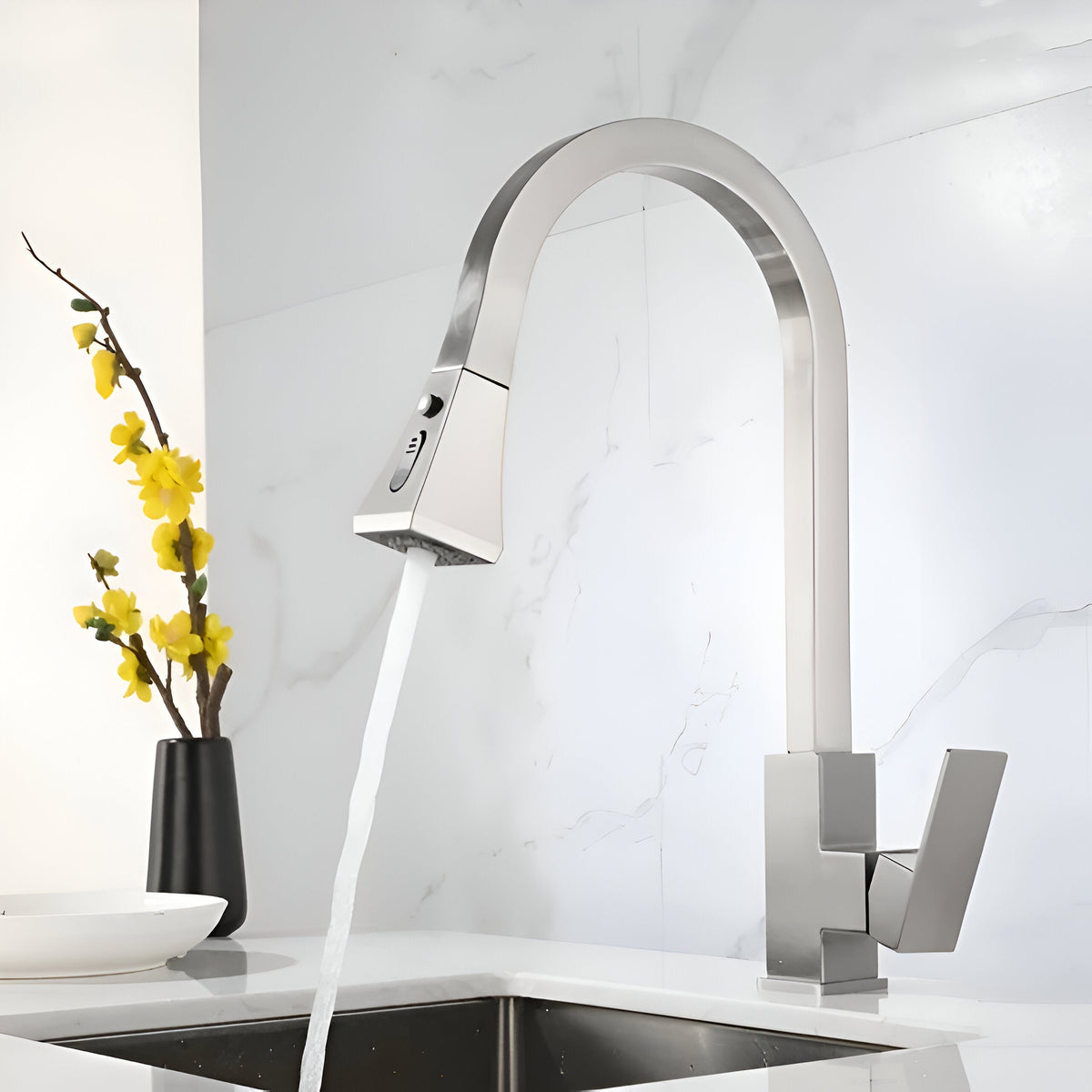Varenna Kitchen Sink Faucet Solid Brass with Pull-Out Sprayer