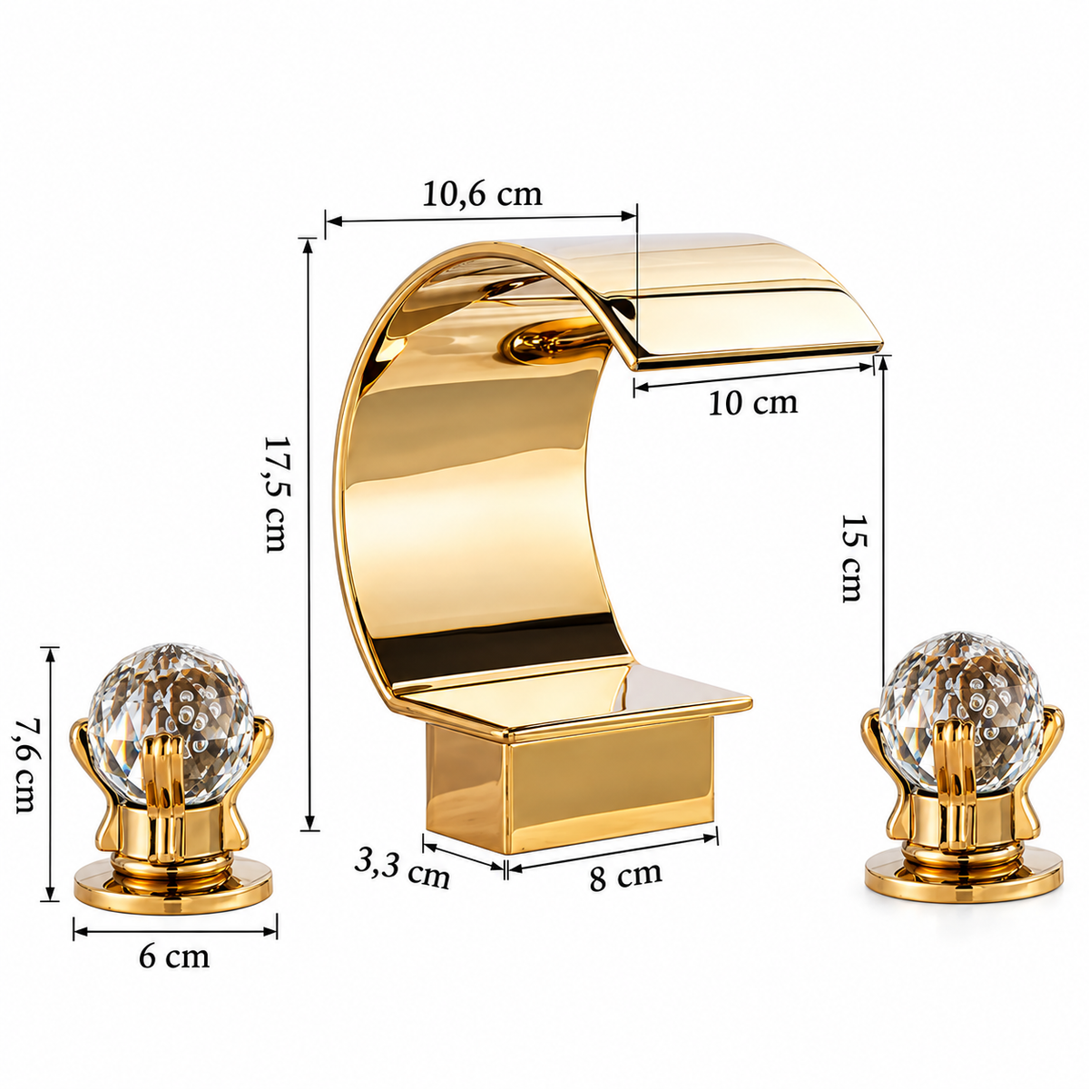Lecce Bathroom Sink Faucet Solid Brass 3-Hole Waterfall