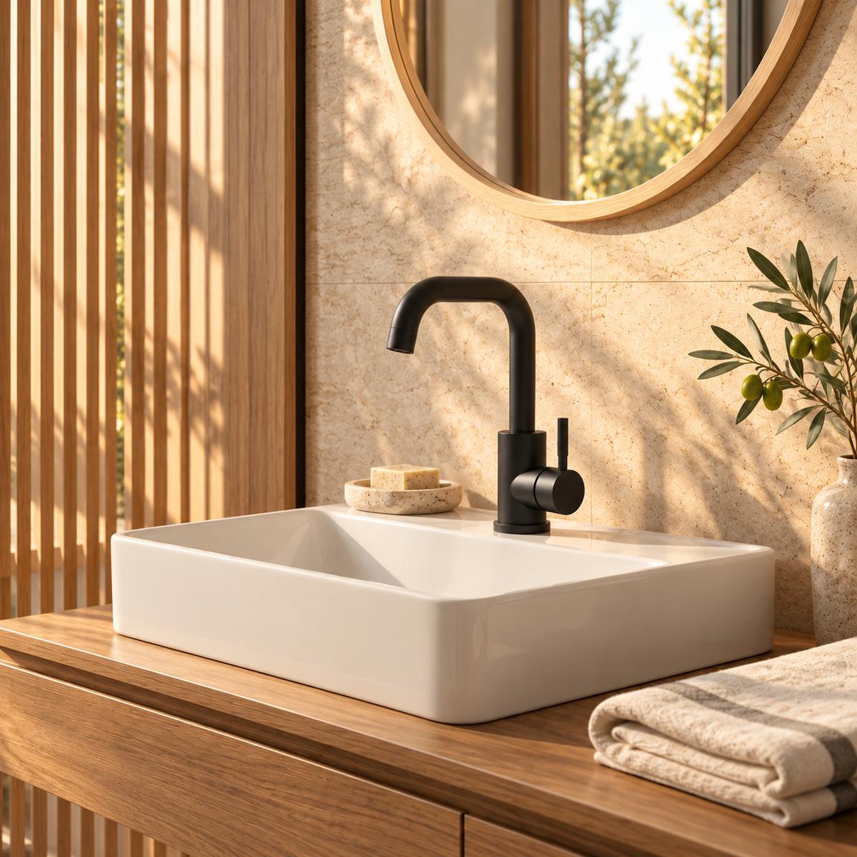 Capri Bathroom Sink Faucet Stainless Steel 360° Swivel